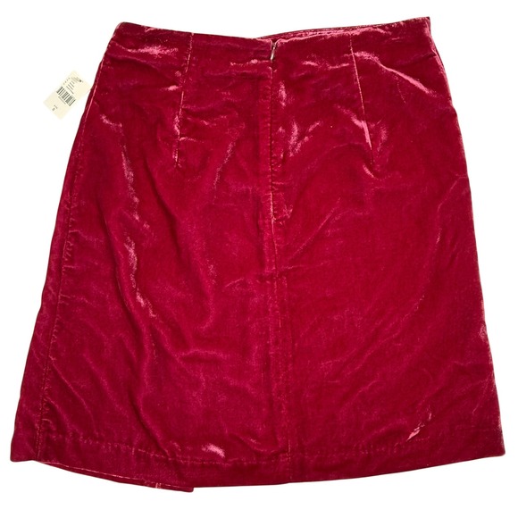 Anthropologie Montie Velvet Ruched Skirt in Red Wine Cranberry Size 8 - Picture 3 of 12